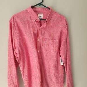 Classic Pink/salmon Button-Down Shirt (Slim Fit)